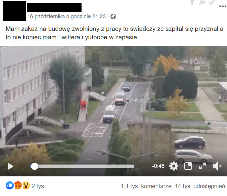 Materiał udostępniło już kilkanaście tys. osób, fot. Facebook