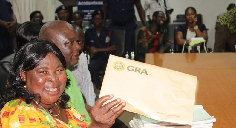 Akua Donkor with her husband at the EC to submit her forms