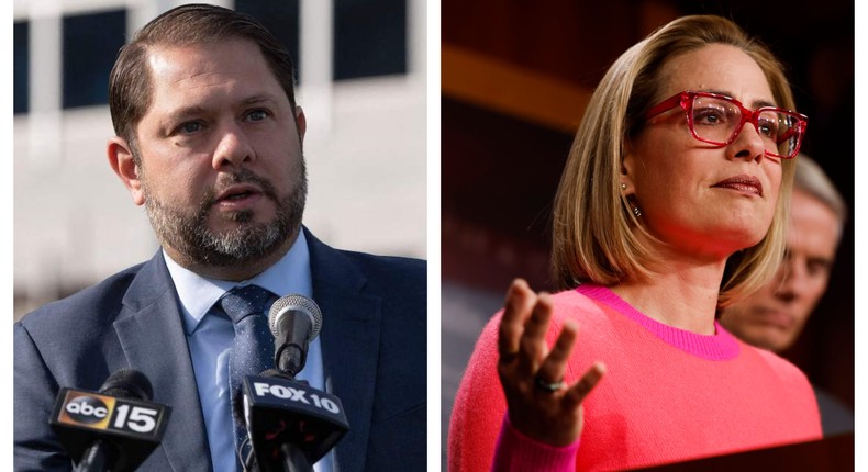 Democratic Rep. Ruben Gallego of Arizona; Independent Sen. Kyrsten Sinema of ArizonaGetty Images