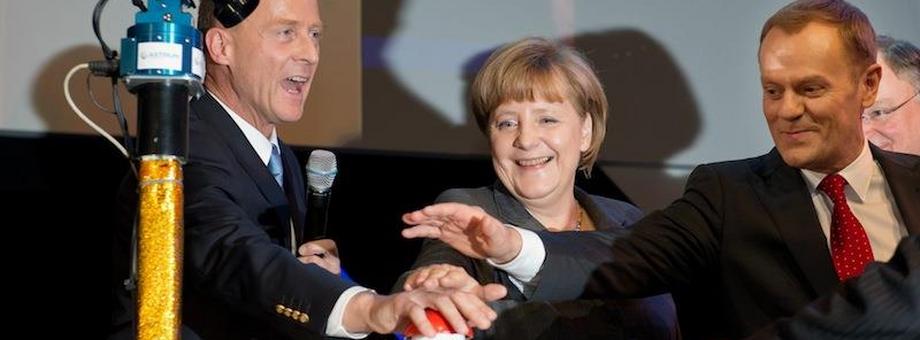 Kanclerz Angela Merkel i premier Donald Tusk w czasie otwarcia targów CeBIT 2013