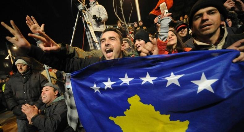 Kosovars celebrate the independence of Kosovo in Feburary 2008, but Serbia has since refused to recognise Kosovo's independence