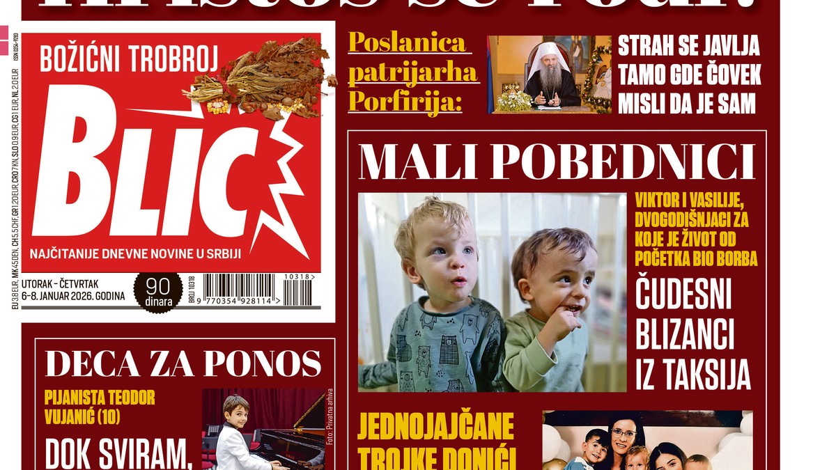 Blic naslovna strana za 6.1.