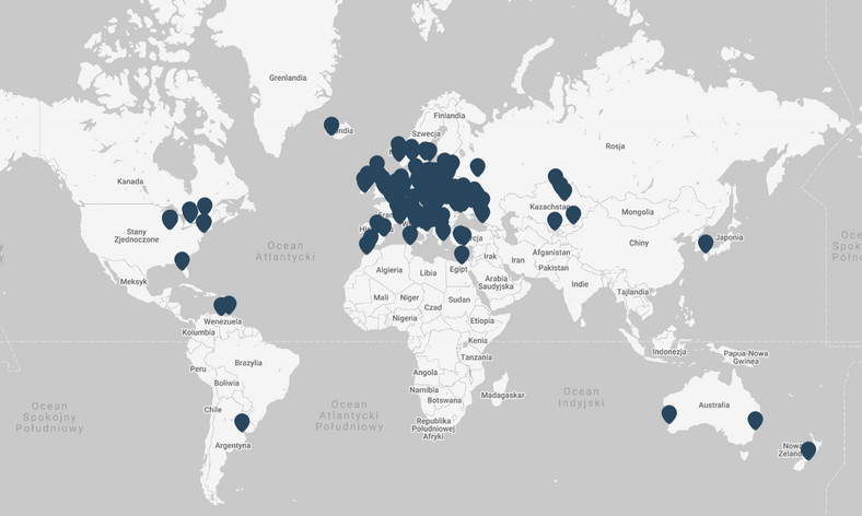 Mapa miejsc, w których odbędzie się Narodowe Czytanie "Nad Niemnem"