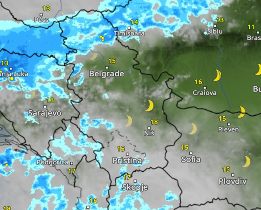 Kako se promena vremena kreće u Srbiji 15. maja u 21. sat