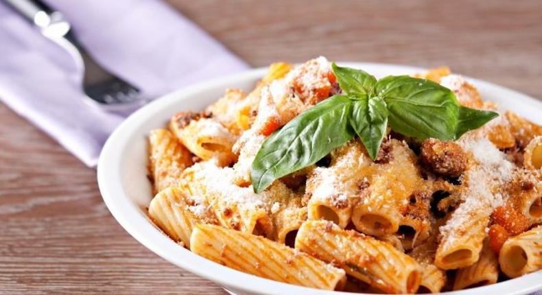 Italian rigatoni, eggplant and cheese