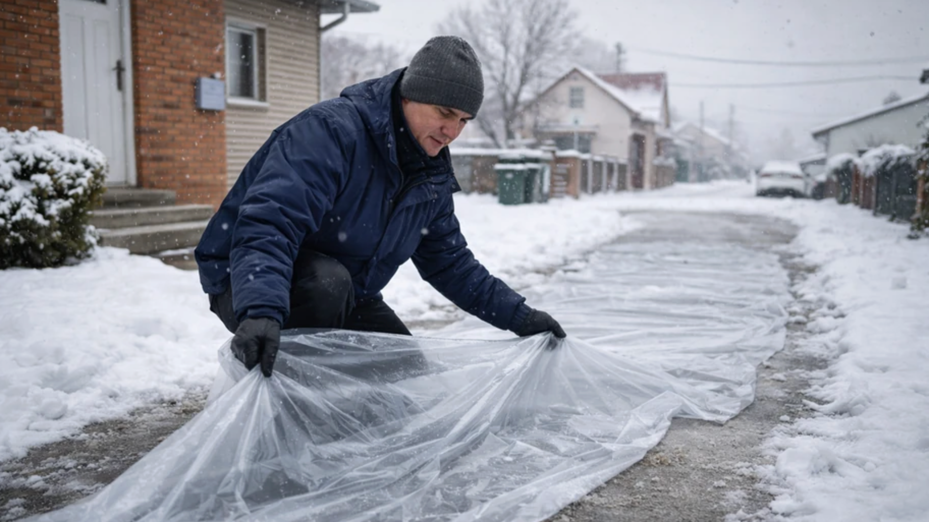 Použitím plachty alebo pevnej fólie zabránite tomu, aby sa sneh usadil priamo na povrchu.