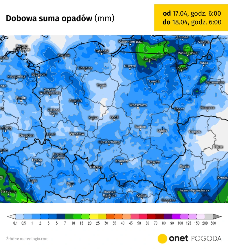 Opady najbliższej doby wystąpią w całej Polsce, ale nie powinny być zbyt mocne