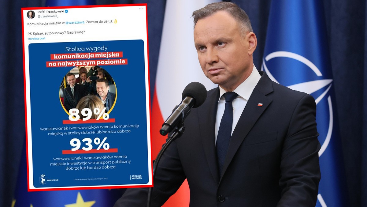 Andrzej Duda zatrzymany przez miejski autobus? Wymowna reakcja Trzaskowskiego