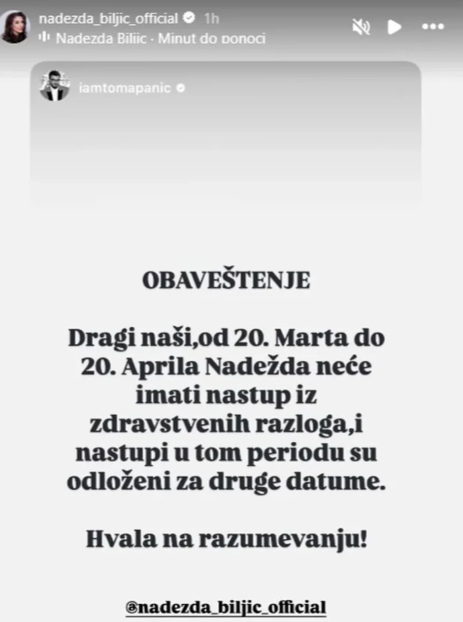 Nadežda Biljić objava