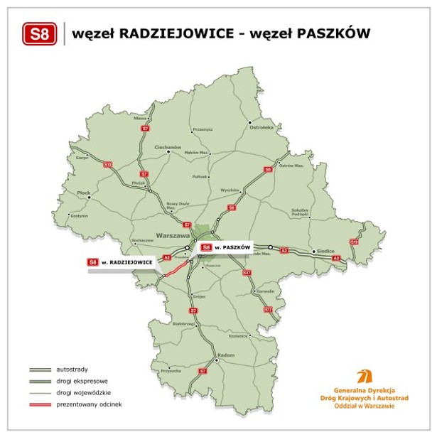 S8 na odcinku od Radziejowic do Przeszkody