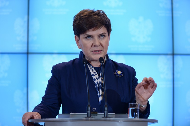 Premier Beata Szydło podczas konferencji prasowej w KPRM w Warszawie,PAP/Marcin Obara