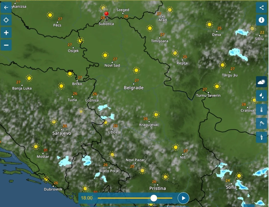 Vremenska radar za nedelju u 18 sati