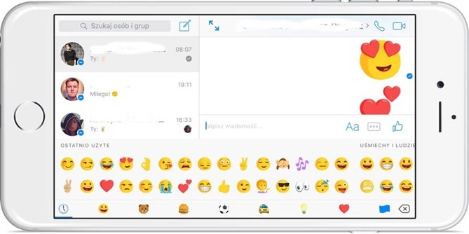 Powiększone emoji w Messengerze na iOS