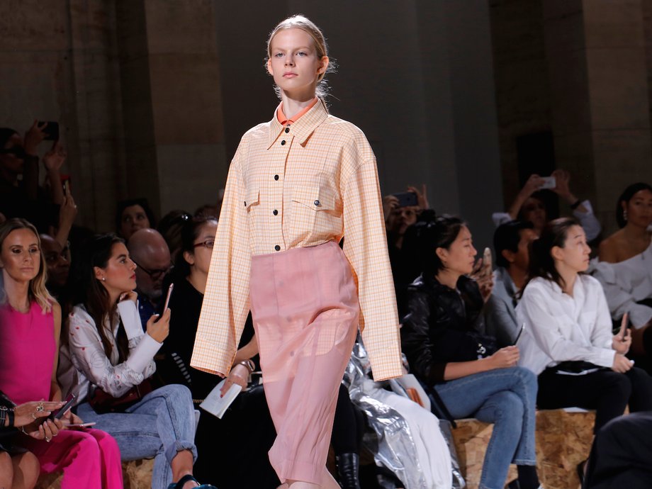 A model presents a creation from the Victoria Beckham Spring/Summer 2018 collection at New York Fashion Week in Manhattan, New York, U.S., September 10, 2017.