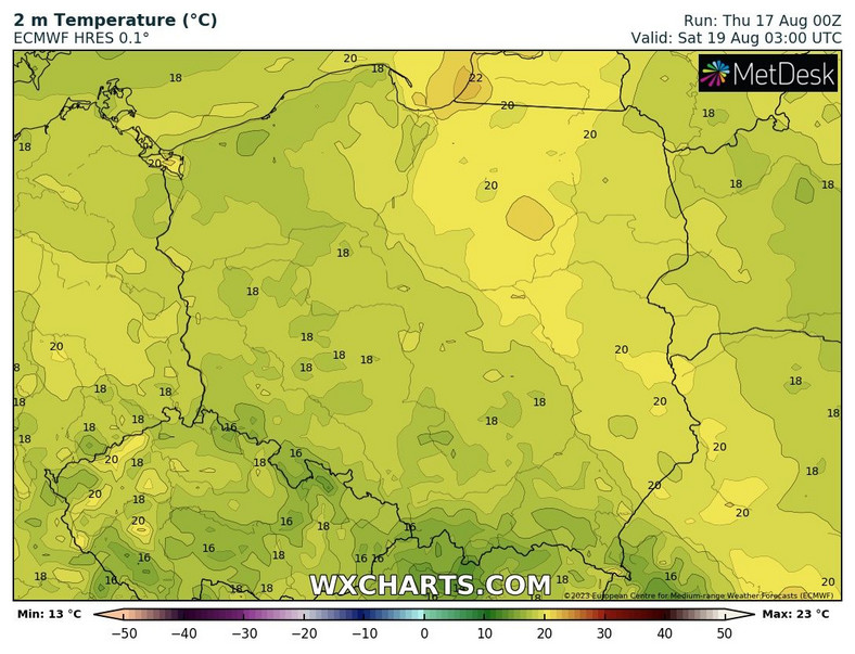 Temperatura na Mazowszu i Mazurach nie spadnie poniżej 20 st. C