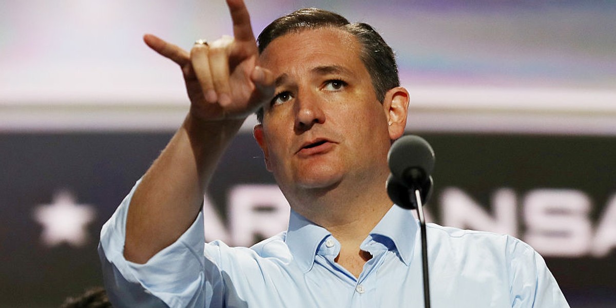 Texas Sen. Ted Cruz onstage before the opening of the third day of the Republican National Convention.