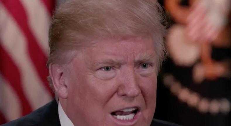 Donald Trump speaks during an interview with NBC News anchor Lester Holt