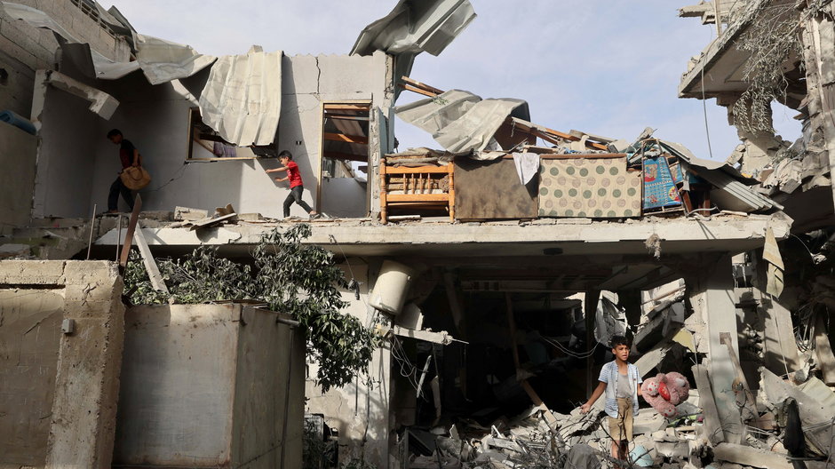 Zniszczenia w Rafah w Strefie Gazy