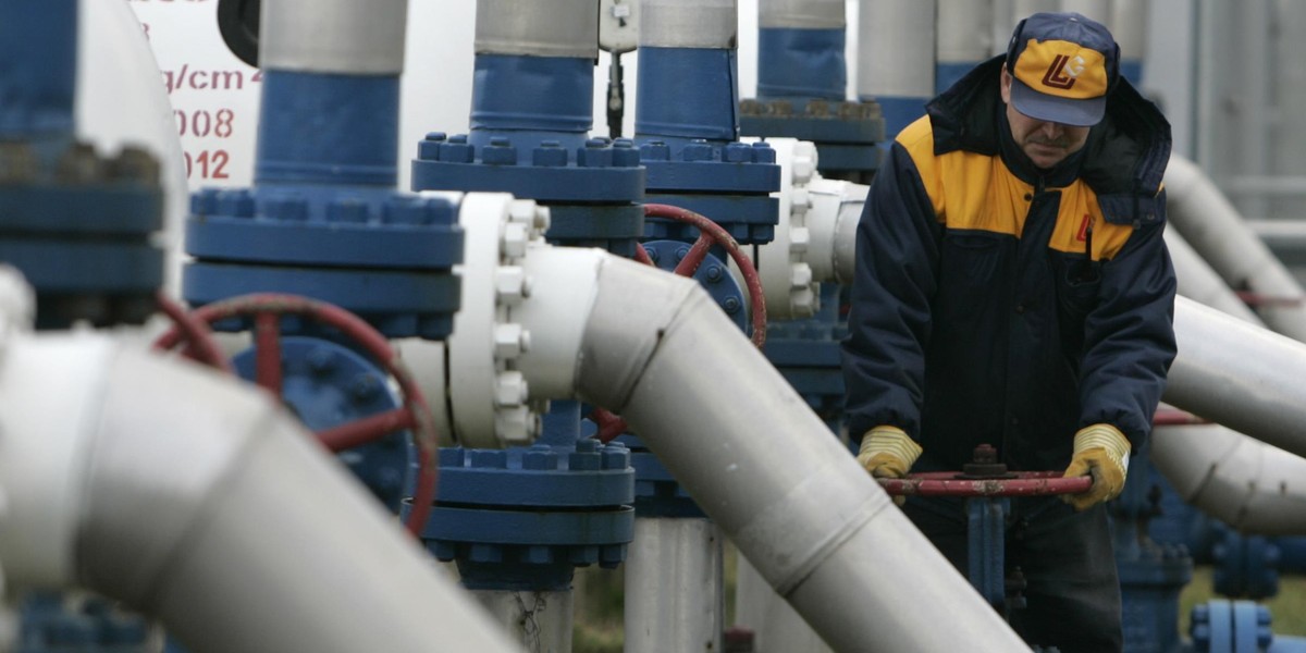 Employee works at an underground gas storage facility in Incukalns