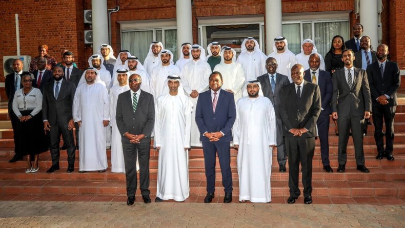 UAE Minister of Foreign Trade Thani bin Ahmed Al Zeyoudi meets Zambian President Hakainde Hichilema in Lusaka to deepen bilateral trade and investment ties. [X, formerly Twitter/@ThaniAlZeyoudi]