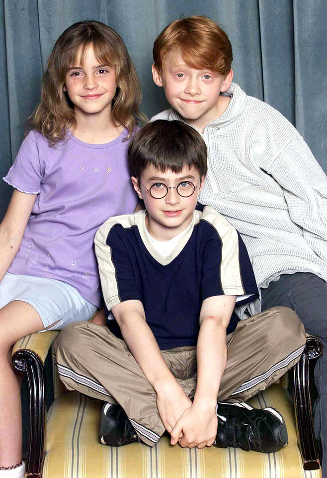 Emma Watson (Hermiona Granger), Daniel Radcliffe (Harry Potter) i Rupert Grint (Ron Weasley)
