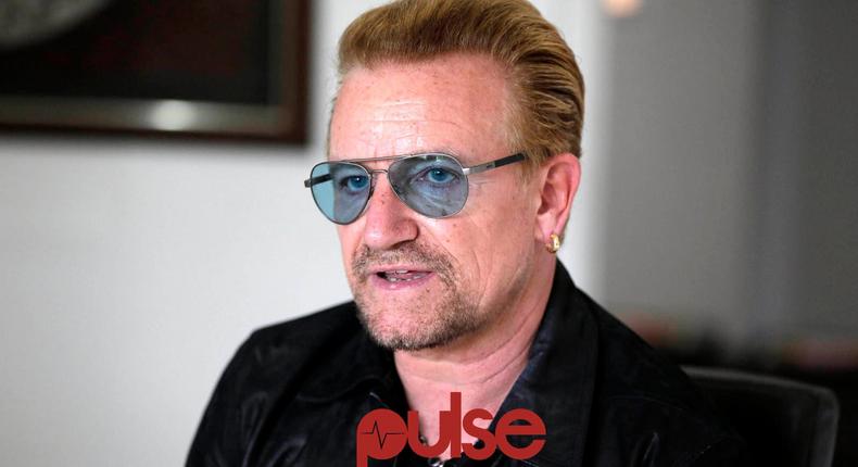 Rock star, Bono at ONE campaign press conference.