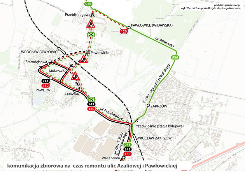 Objazdy autobusów na Pawłowicach