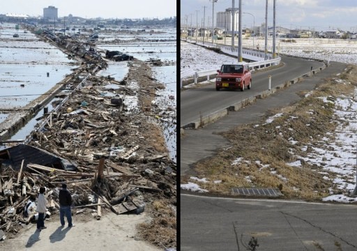 Rok po tragedii w Japonii - zdjęcia przed i po