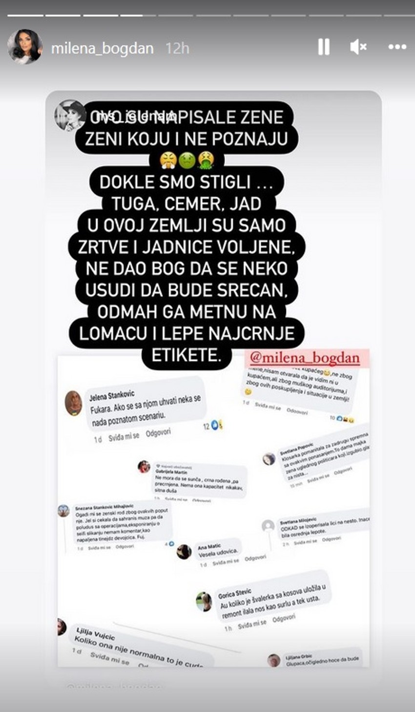 Milena Ivanović objava 