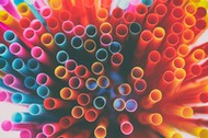 top view image of colorful straws. abstract or party concept