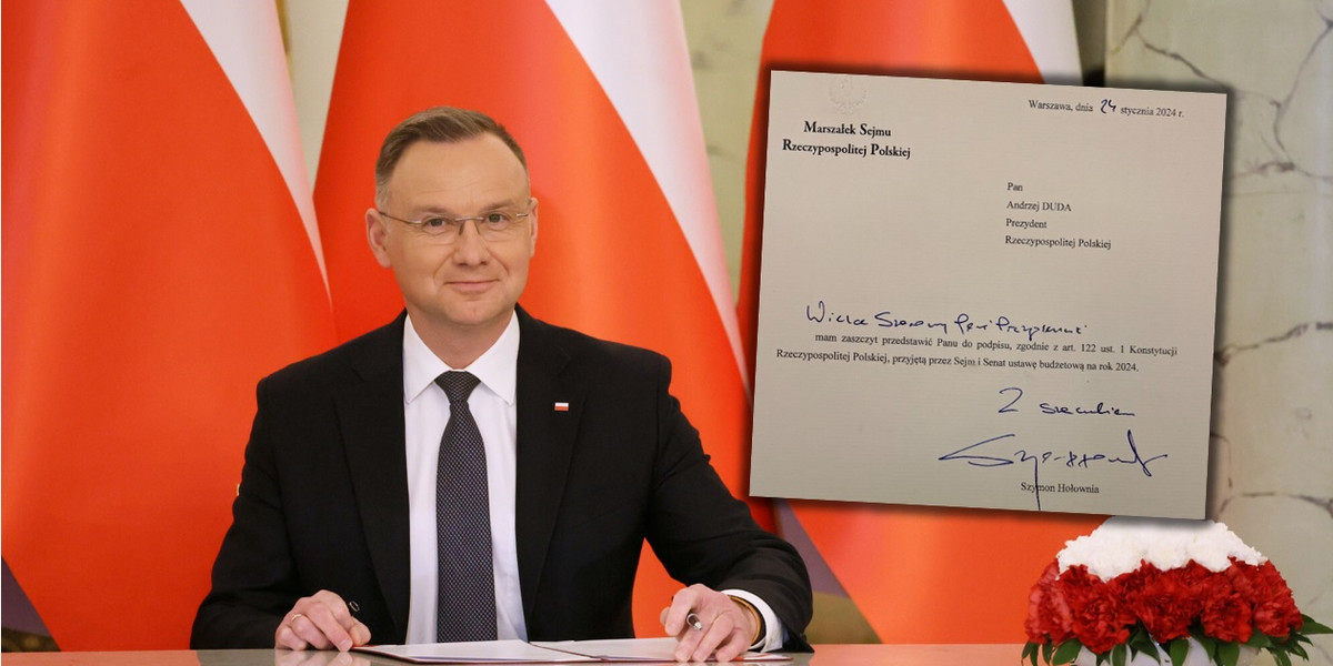 Prezydent Andrzej Duda i pismo marszałka Sejmu w sprawie ustawy budżetowej