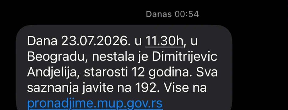 Nestala Anđelija Dimitrijević, aktiviran sistem "Pronađi me"