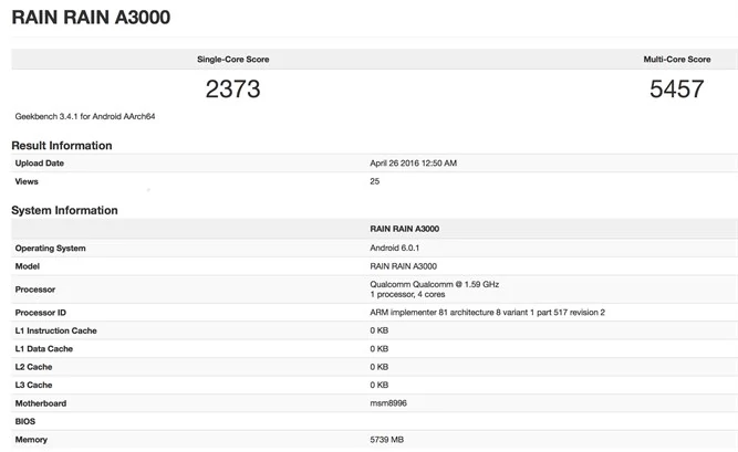 OnePlus 3 w Geekbench