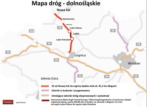 Przetarg na odcinek S3 od węzła Lubin Północ do węzła Lubin Południe