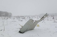 A view shows a scene where a short-haul regional Antonov AN-148 crashed after taking off from Moscow's Domodedovo airport, outside Moscow