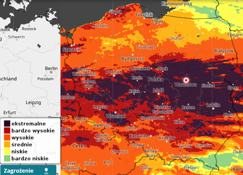 Zagrożenie pożarowe w sobotę