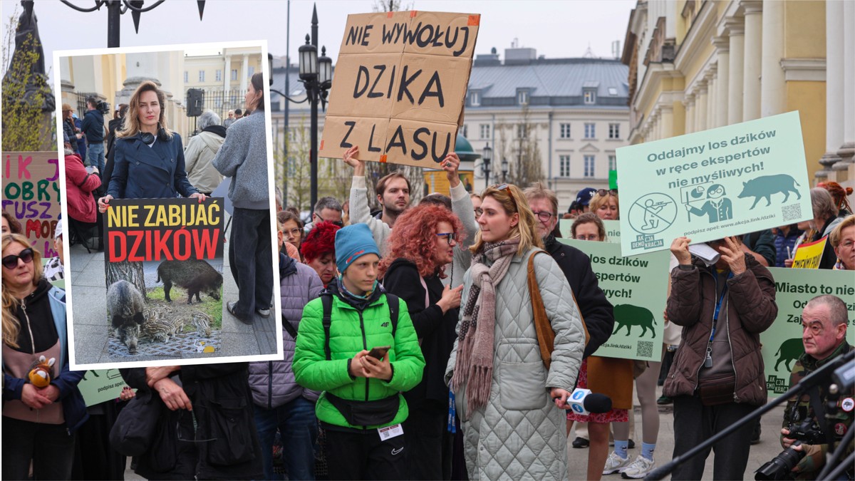 Protest przeciwko zabijaniu dzików w Warszawie. Padły ostre słowa wobec Rafała Trzaskowskiego