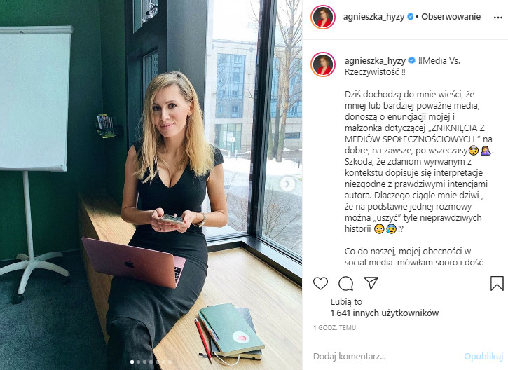 Agnieszka i Grzegorz Hyży nie odchodzą z Instagrama