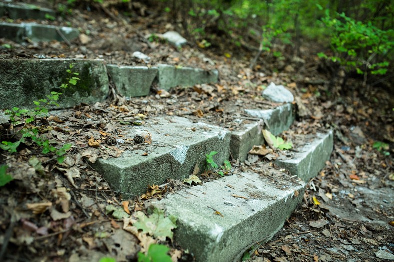 Na części schodów wyryte były imiona i nazwiska oraz daty urodzenia i śmierci