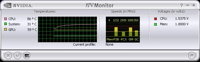 Testowy Pentium 4 Extreme Edition, torturowany w programie Prime95, rozgrzewał się do 86 stopni, po czym... komputer automatycznie się wyłączał, by nie dopuścić do spalenia procesora