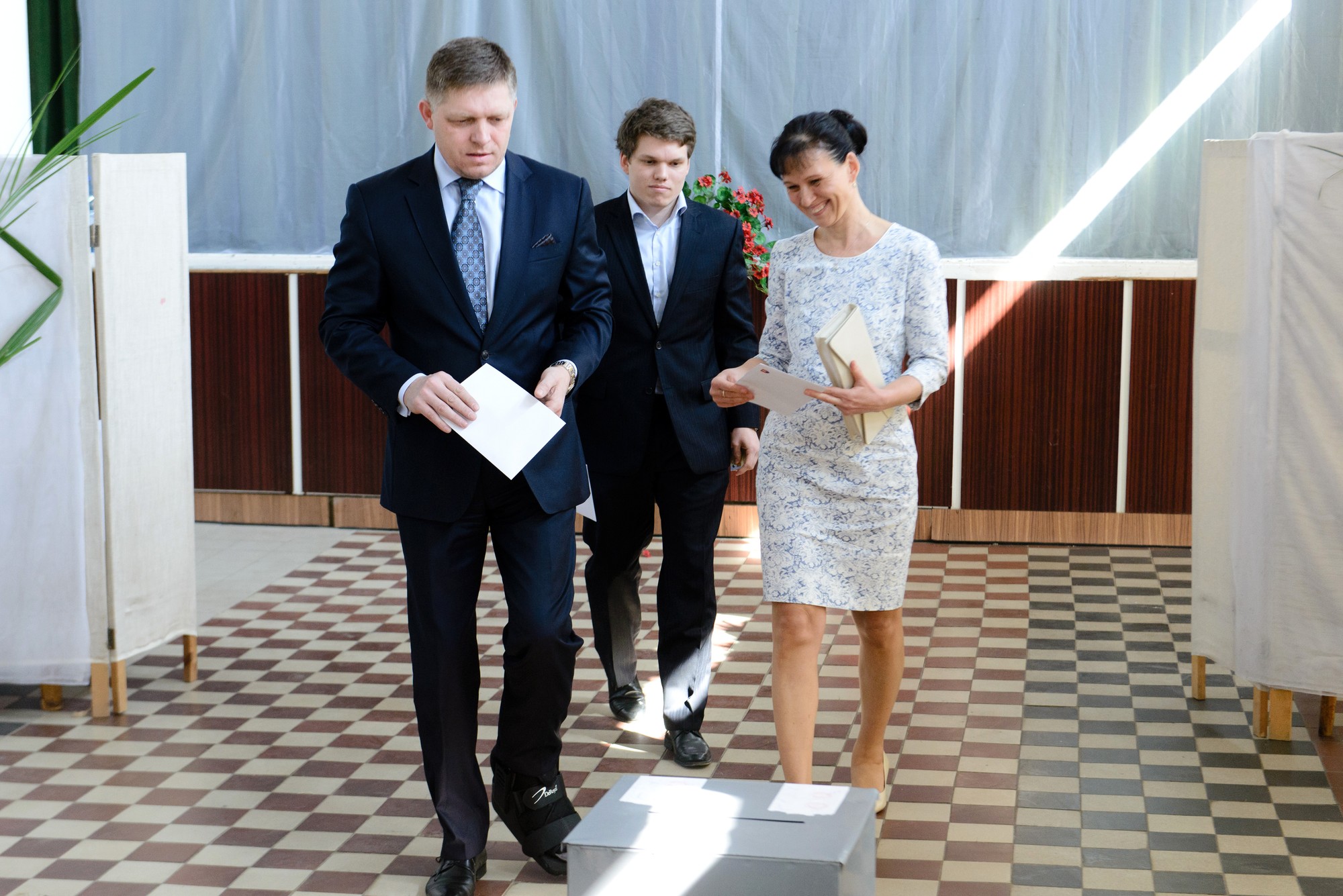 Robert Fico, jeho syn Michal a manželka Svetlana v roku 2014. 