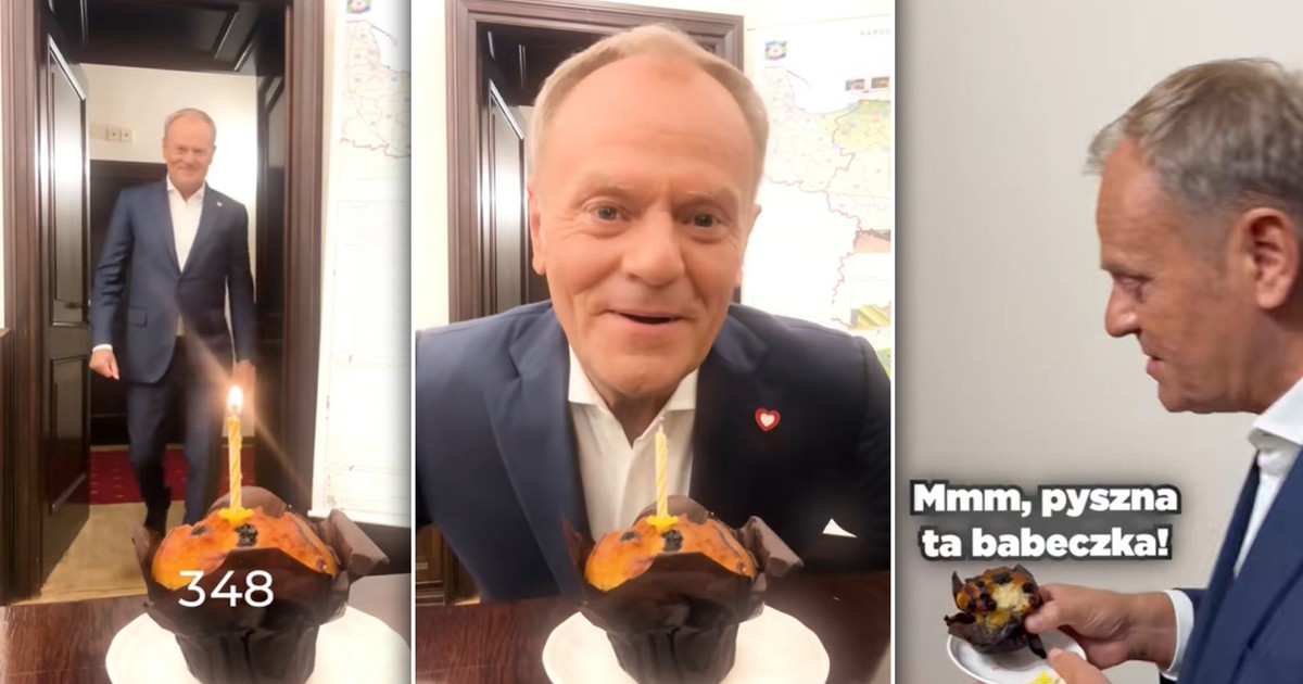 Tusk zdmuchnął świeczkę. "To nie są moje urodziny, ale jest co świętować"