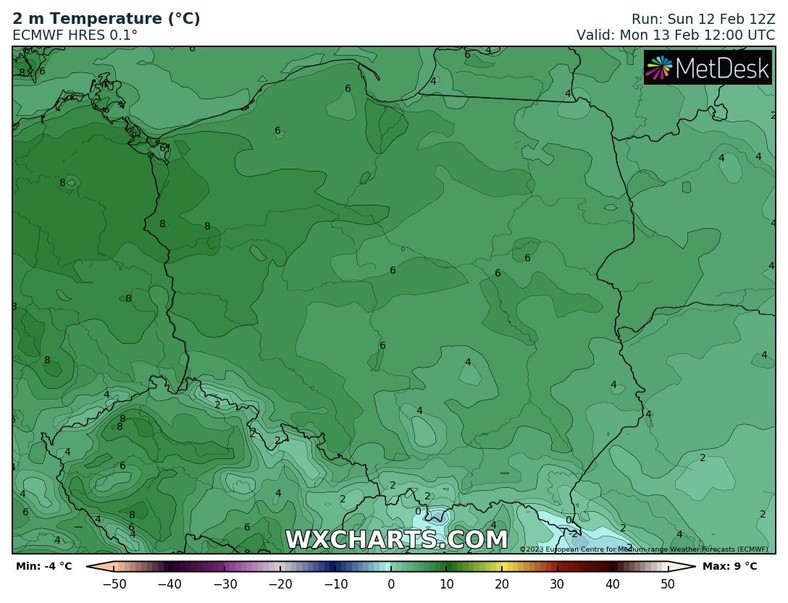 Temperatura wszędzie zdecydowanie przekroczy 0 st. C.