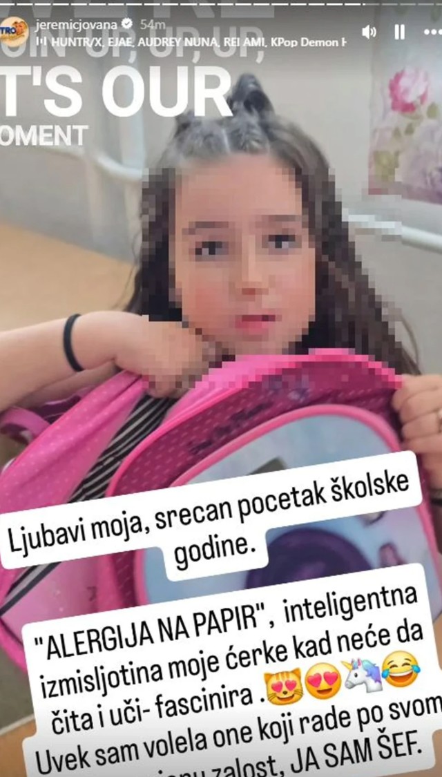 Jovana Jeremić pokazala ćerku pred polazak u drugi razred