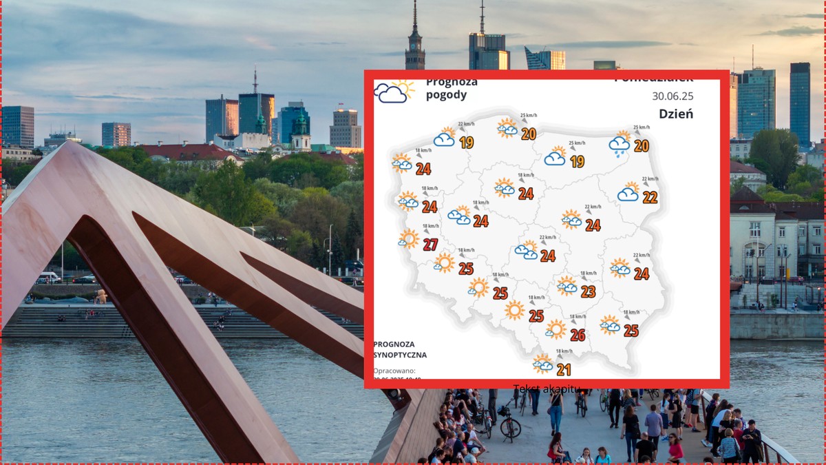 Prognoza pogody na poniedziałek, 30 czerwca