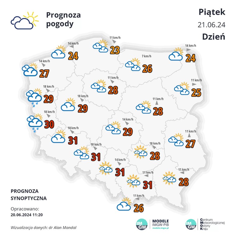 IMGW pogoda 21 22 23 czerwca 2024 prognoza pogody synoptyczna