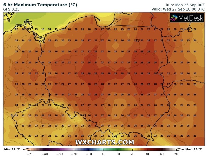 Temperatura poszybuje. Miejscami odnotujemy jeszcze niemal 30 st. C