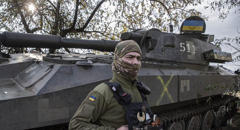 A soldier of the Ukrainian army in Kherson Oblast on November 05, 2022.Metin Aktas/Anadolu Agency via Getty Images