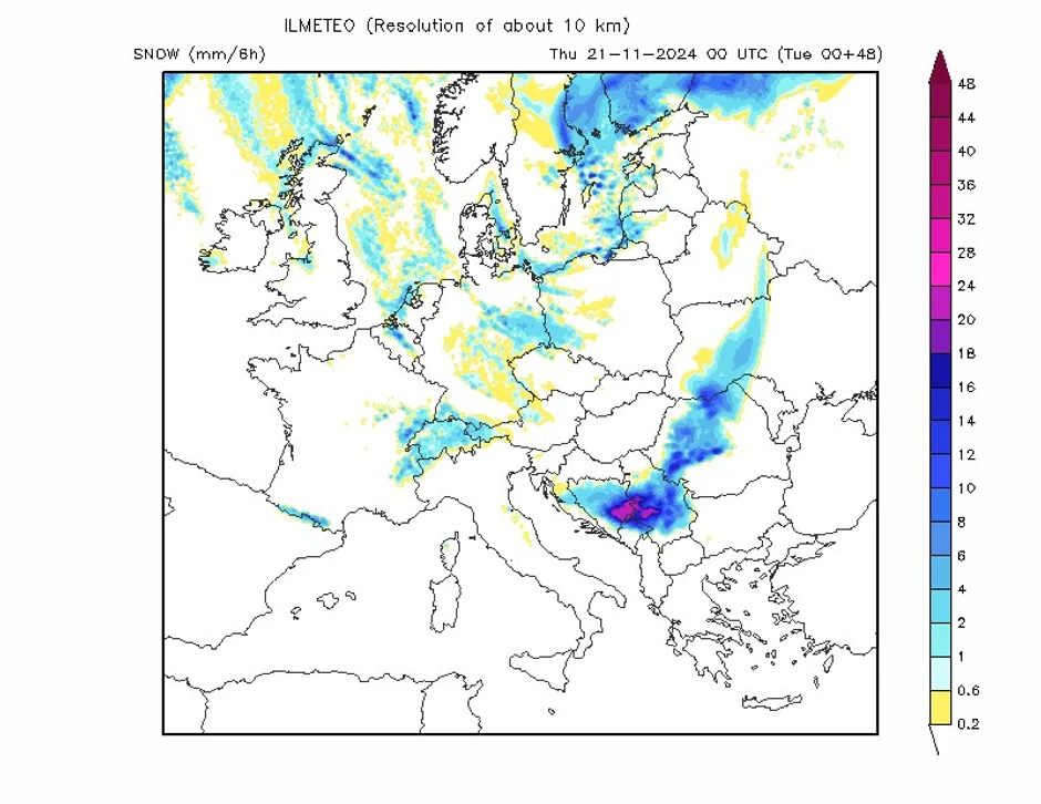 Sneg u Srbiji u sredu