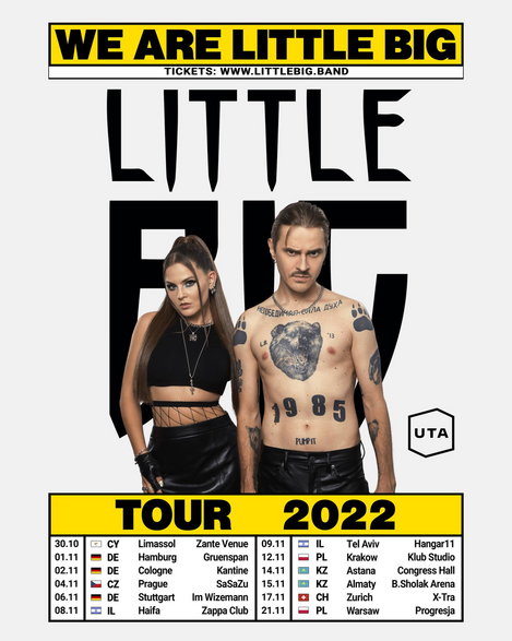 Plakat promujący nadchodzącą trasę koncertową Little Big